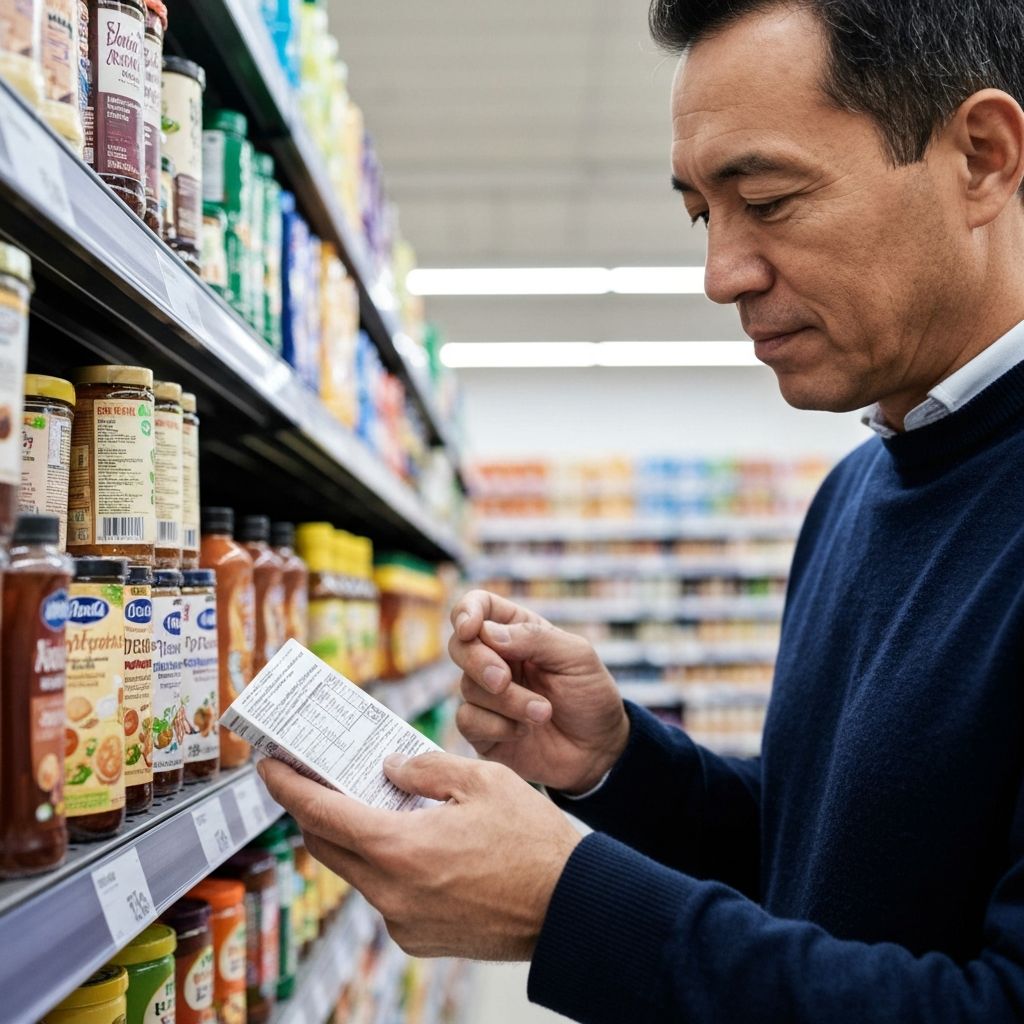 Etiketten lesen beim Einkaufen